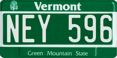 VT license plate NEY596