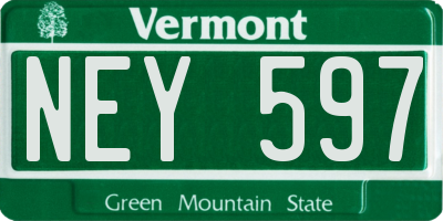 VT license plate NEY597