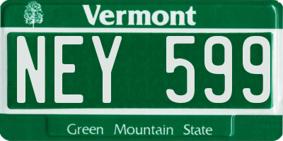 VT license plate NEY599
