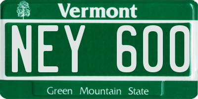 VT license plate NEY600