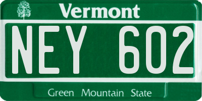 VT license plate NEY602