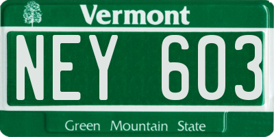 VT license plate NEY603