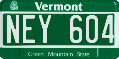 VT license plate NEY604