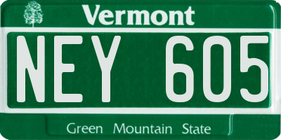 VT license plate NEY605