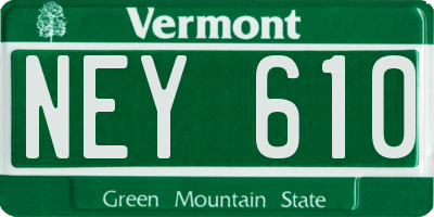 VT license plate NEY610