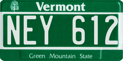 VT license plate NEY612