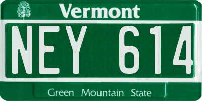VT license plate NEY614