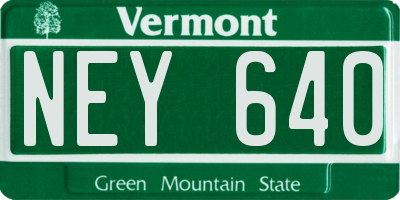 VT license plate NEY640