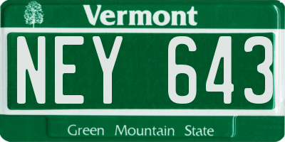 VT license plate NEY643