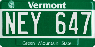 VT license plate NEY647