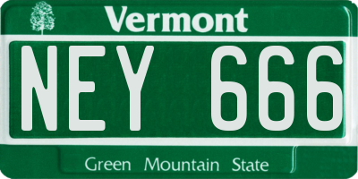 VT license plate NEY666