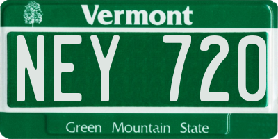 VT license plate NEY720