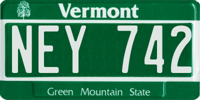 VT license plate NEY742