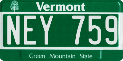 VT license plate NEY759
