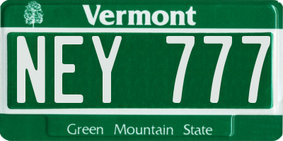 VT license plate NEY777