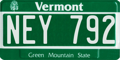 VT license plate NEY792