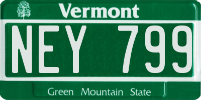 VT license plate NEY799