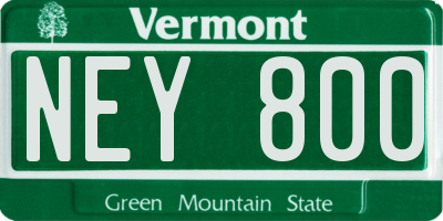 VT license plate NEY800