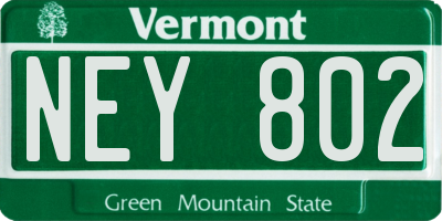 VT license plate NEY802