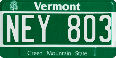 VT license plate NEY803