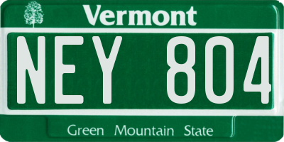 VT license plate NEY804