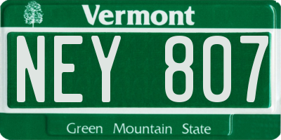 VT license plate NEY807