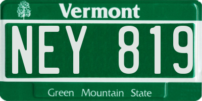 VT license plate NEY819