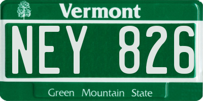 VT license plate NEY826