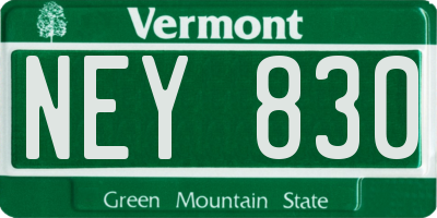 VT license plate NEY830