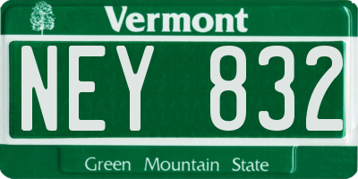 VT license plate NEY832