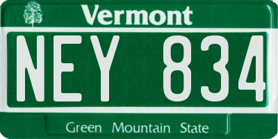 VT license plate NEY834