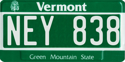 VT license plate NEY838