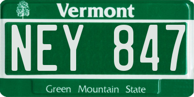VT license plate NEY847