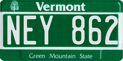 VT license plate NEY862