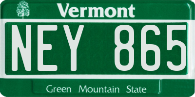 VT license plate NEY865