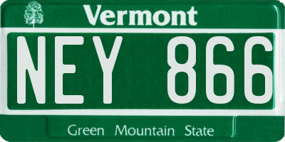 VT license plate NEY866