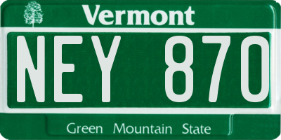 VT license plate NEY870