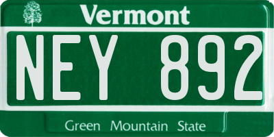 VT license plate NEY892