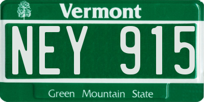 VT license plate NEY915