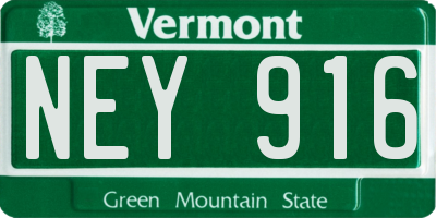 VT license plate NEY916