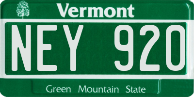 VT license plate NEY920