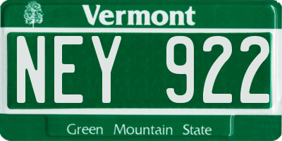 VT license plate NEY922