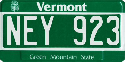 VT license plate NEY923