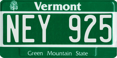 VT license plate NEY925