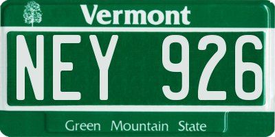 VT license plate NEY926