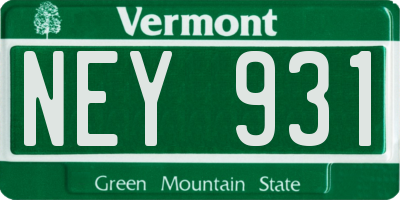VT license plate NEY931