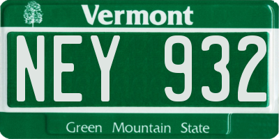 VT license plate NEY932