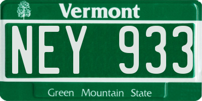 VT license plate NEY933