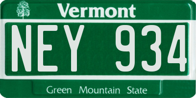 VT license plate NEY934