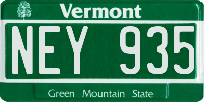 VT license plate NEY935